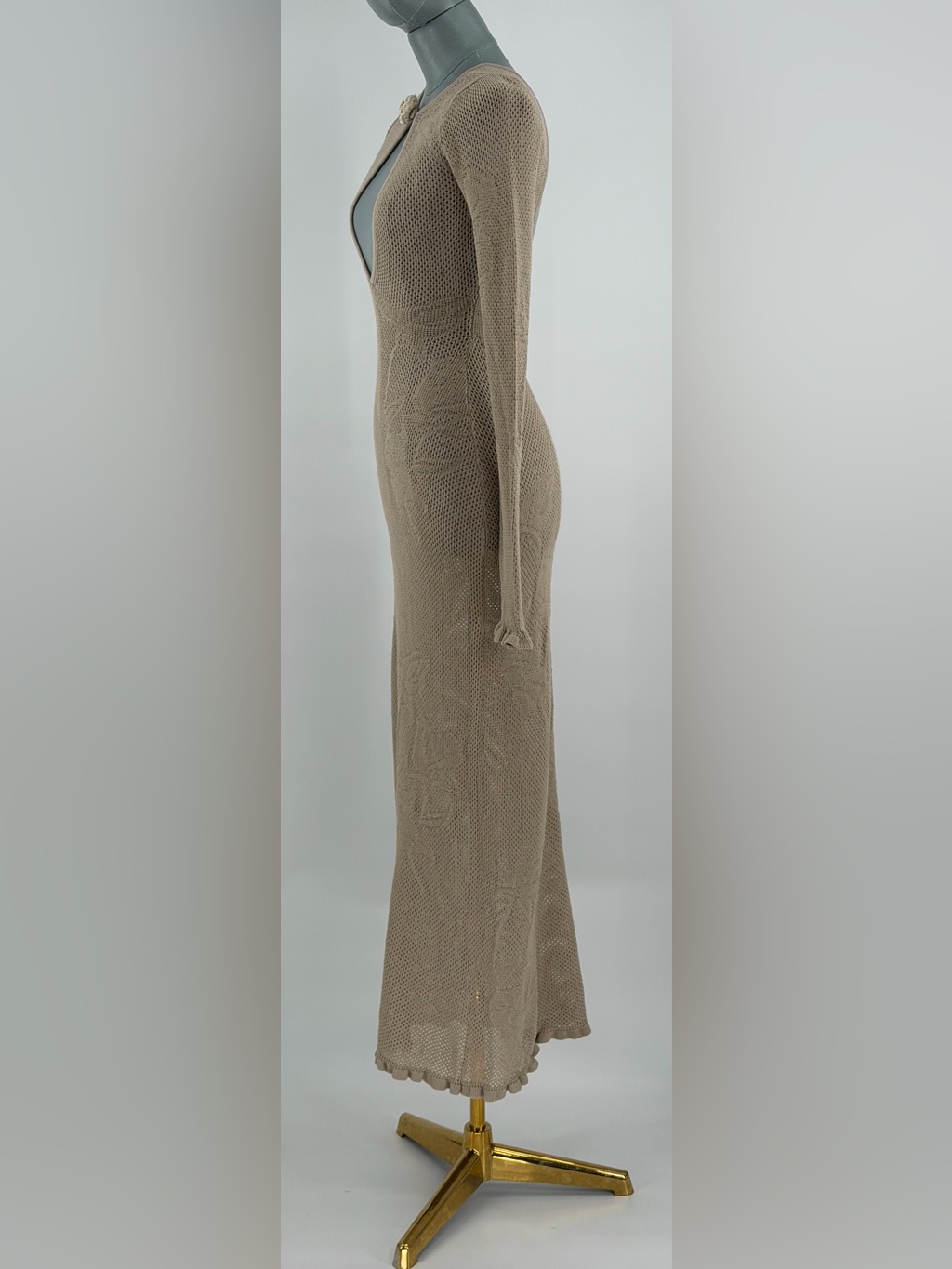 Mirror Palais Nwot Rose Pointelle Crochet Knit Dress, Kitten Grey - Sz Xs — image 8 of 8